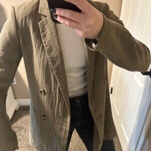 LINEN BLAZER OLIVE GREEN